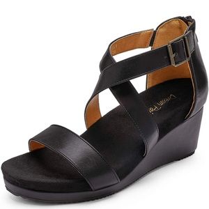 DREAM PAIRS Women's Open Toe Buckle Ankle Strap Summer Platform Wedge Sandals